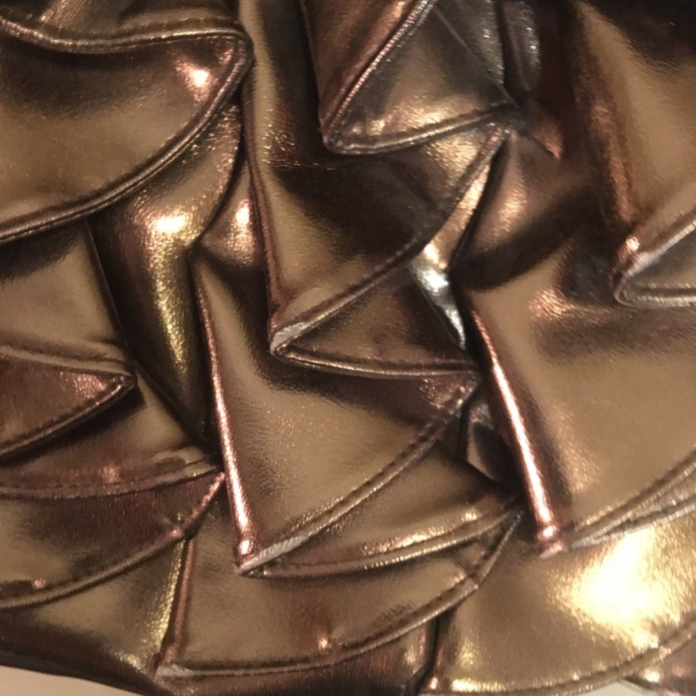 Front and Back Gold Ruffle Bag HandBag Purse - Picture 13 of 16